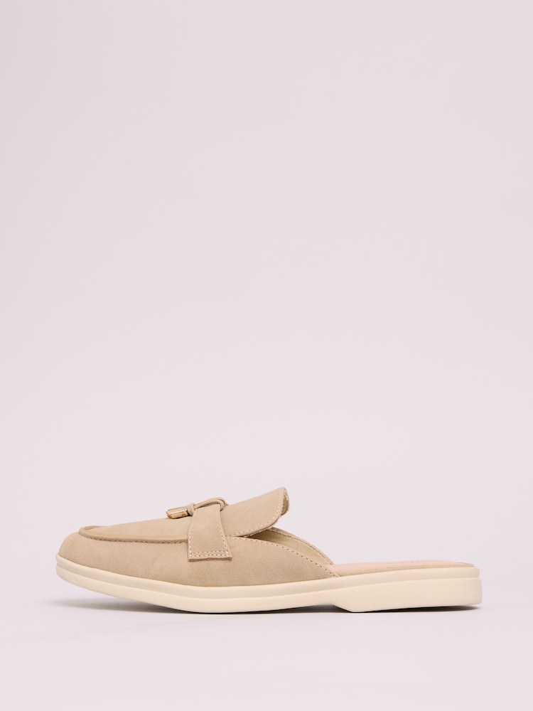 Friends Like These Nude Flat Comfort Faux Suede Loafer Mules - Image 5 of 5
