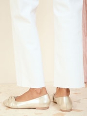 Friends Like These Gold Standard Fit Twist Detail Round Toe Flat Ballerina Pump Shoes - Image 4 of 5