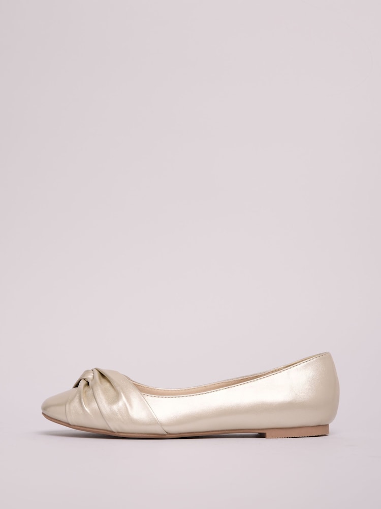 Friends Like These Gold Standard Fit Twist Detail Round Toe Flat Ballerina Pump Shoes - Image 5 of 5