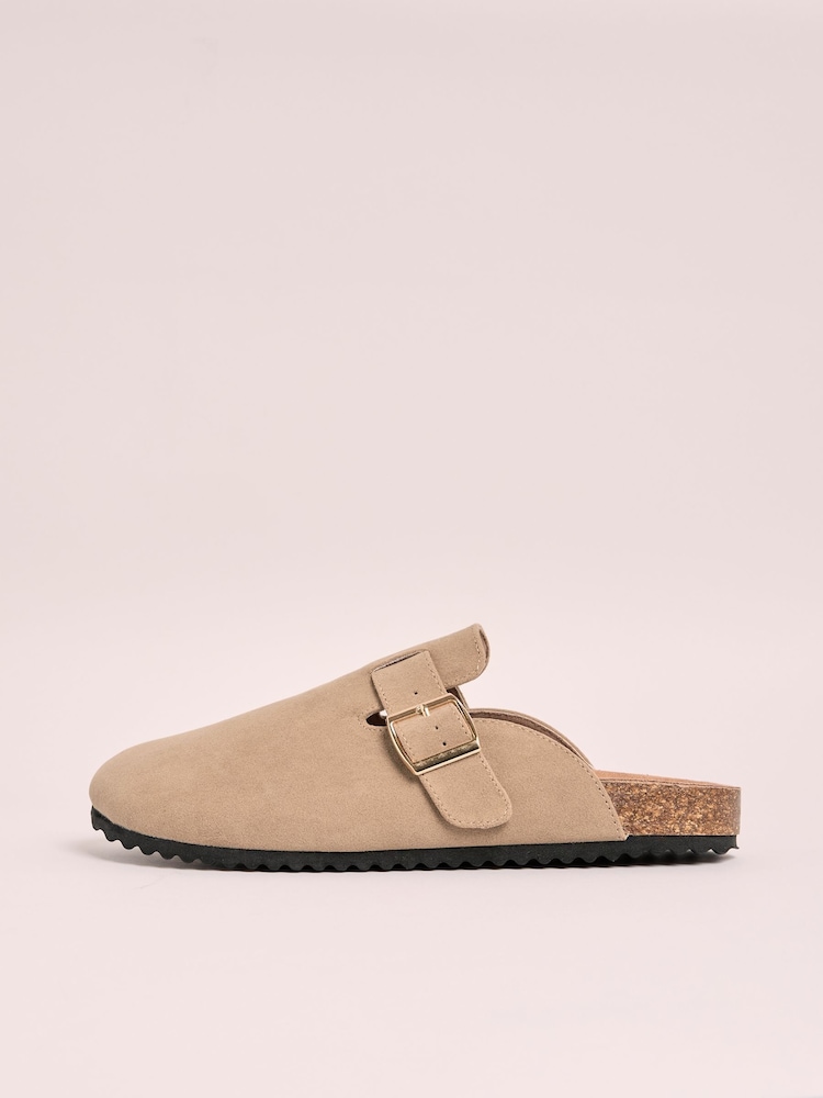 Friends Like These Neutral Standard Fit Buckle Faux Suede Comfort Footbed Clogs - Image 5 of 5