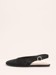 Friends Like These Black Slingback Faux Suede Flat Ballerina Pump Shoes - Image 5 of 5
