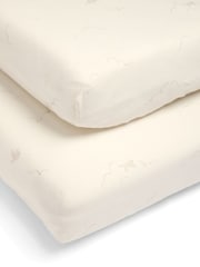 Mamas & Papas 2 Pack Cream 100% Cotton Welcome To The World Duckling Cotbed Fitted Sheets - Image 2 of 5