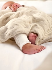 Mamas & Papas Cream 100% Cotton Welcome To The World Duckling Cable Knitted Blanket - Image 1 of 5