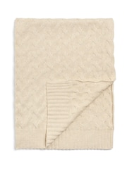 Mamas & Papas Cream 100% Cotton Welcome To The World Duckling Cable Knitted Blanket - Image 2 of 5