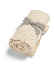 Mamas & Papas Cream 100% Cotton Welcome To The World Duckling Cable Knitted Blanket - Image 4 of 5