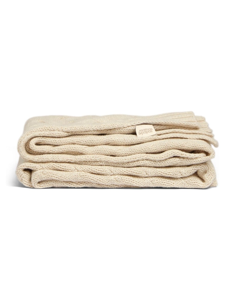 Mamas & Papas Cream 100% Cotton Welcome To The World Duckling Cable Knitted Blanket - Image 5 of 5