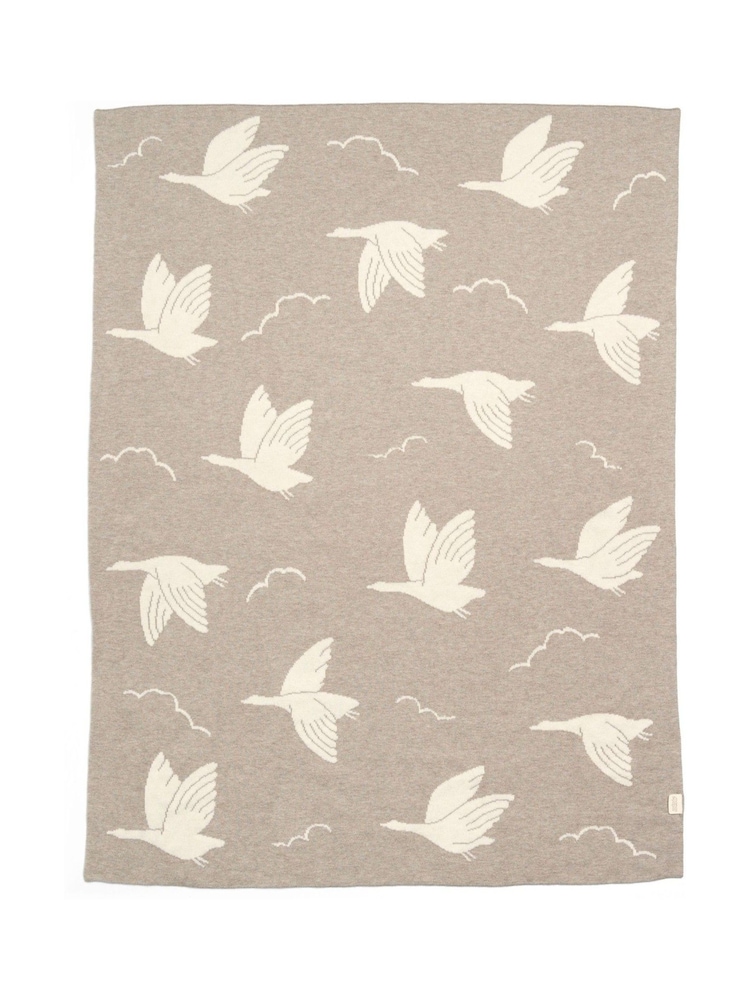 Mamas & Papas Mocha 100% Cotton Welcome To The World Duckling Knitted Blanket - Image 1 of 7