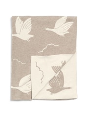 Mamas & Papas Mocha 100% Cotton Welcome To The World Duckling Knitted Blanket - Image 4 of 7