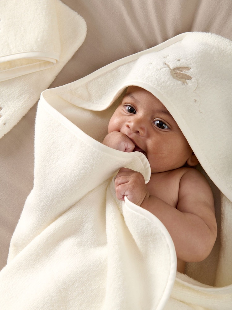 Mamas & Papas 3 Piece Cream Welcome To The World Duckling 100% Cotton Towelling Set - Image 2 of 6