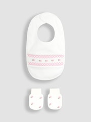 Jojo Maman Bébé White 100% Cotton Bib Mittens 2 Pack - Image 1 of 3