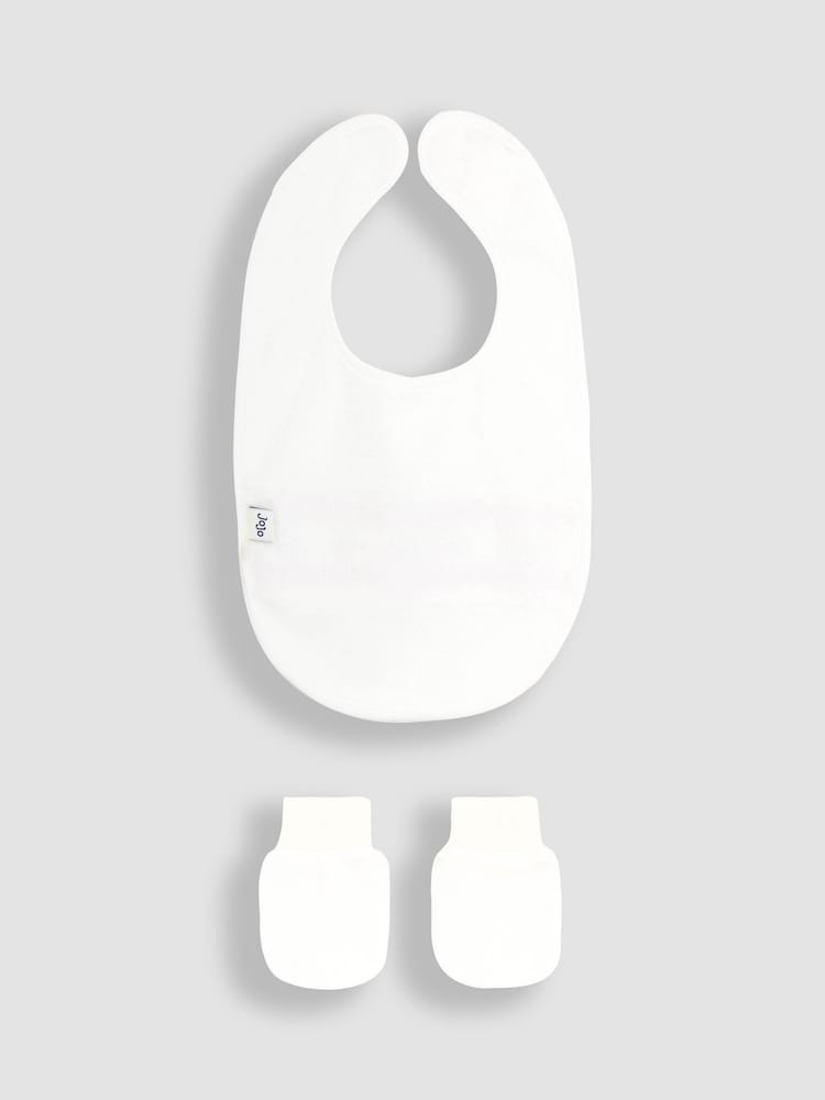Jojo Maman Bébé White 100% Cotton Bib Mittens 2 Pack - Image 3 of 3 Jojo Maman Bébé White 100% Cotton Bib Mittens 2 Pack - Image 3 of 3