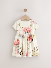 Cream Floral Short Sleeve Rib Summer Dress (3mths-7yrs) - Image 6 of 8