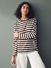 Chocolate Brown Slouch Fit Long Sleeve Top - Image 1 of 7