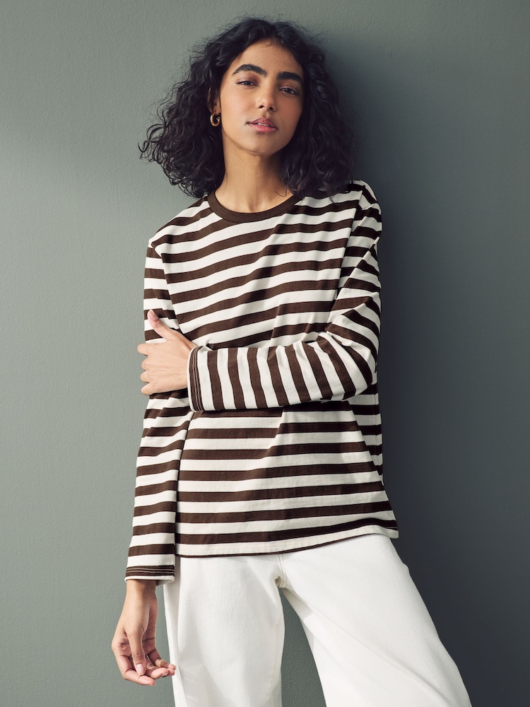 Chocolate Brown Slouch Fit Long Sleeve Top - Image 1 of 7