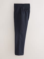 Navy Blue - Belted Cotton Linen Trousers - Image 2 of 6
