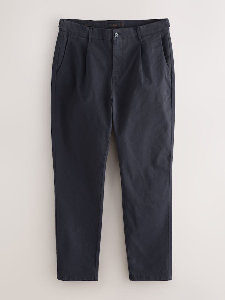Navy Slim Fit Signature Chino Trousers With Silk - Image 1 of 4