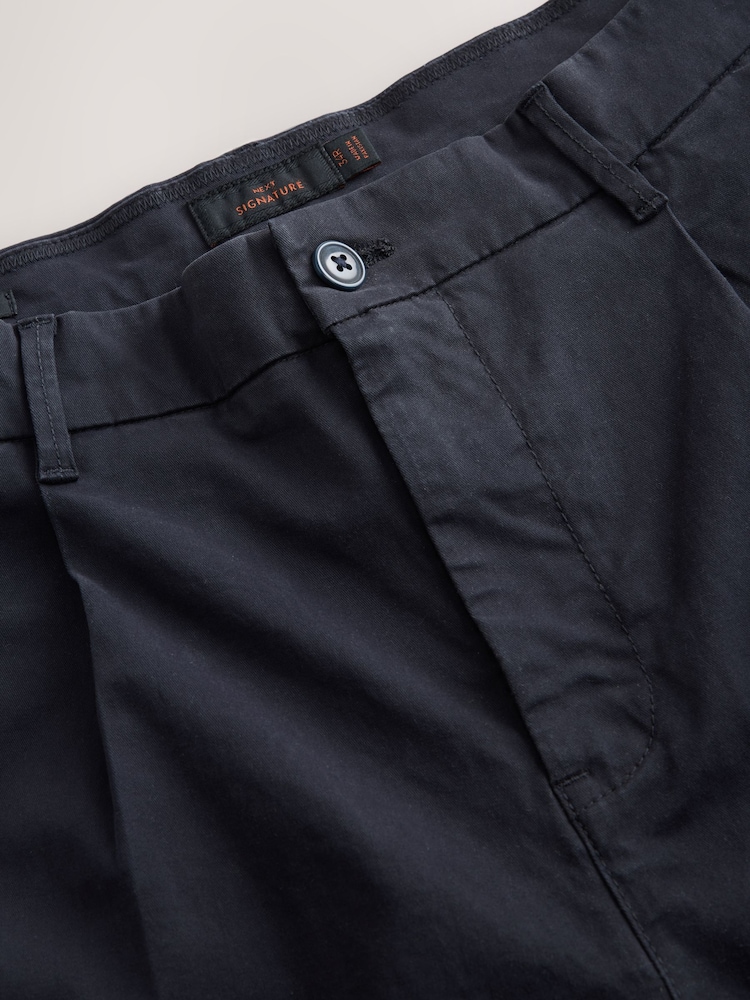 Navy Slim Fit Signature Chino Trousers With Silk - Image 2 of 4