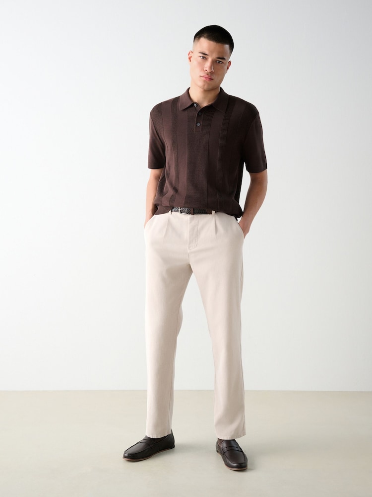Piedra claro - Belted Cotton Linen Trousers - Imagen 2 de 10 Piedra claro - Belted Cotton Linen Trousers - Imagen 2 de 10