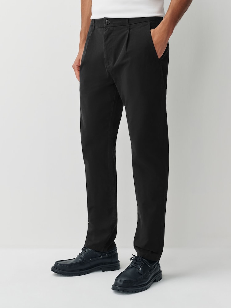 Black Slim Fit Signature Chino Trousers With Silk - Image 1 of 10 Black Slim Fit Signature Chino Trousers With Silk - Image 1 of 10