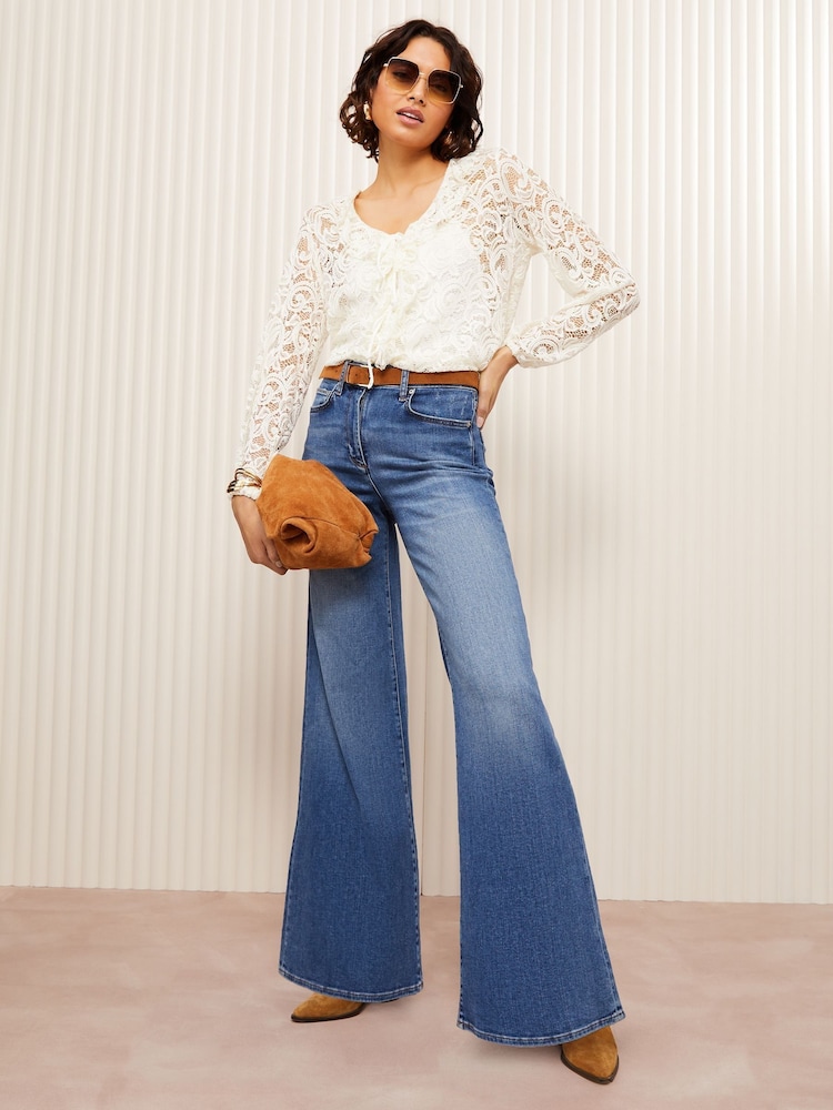 Friends Like These Cream Long Sleeve Ruffle Lace Blouse - Image 2 of 4