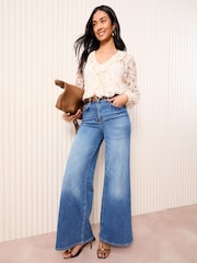 Friends Like These Blush Pink Long Sleeve Lace Ruffle Blouse - Image 3 of 4