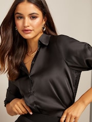 Friends Like These Black Satin Button Through Shirt - Image 4 of 4