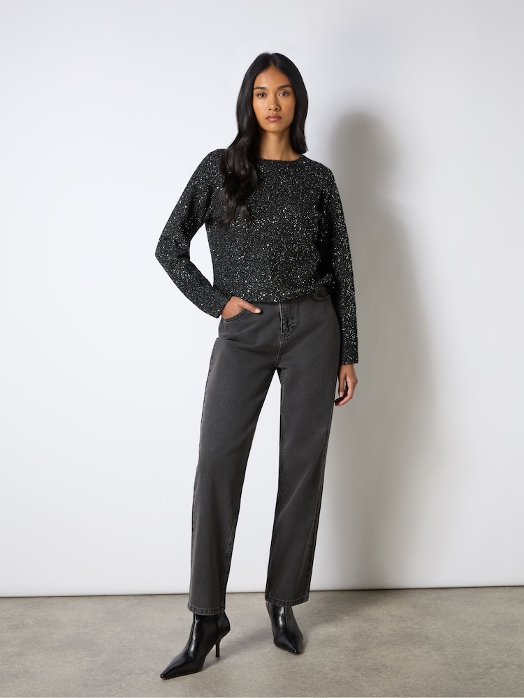Ro&Zo Black Sparkle Twist Jumper - Image 2 of 5 Ro&Zo Black Sparkle Twist Jumper - Image 2 of 5