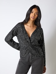 Ro&Zo Black Sparkle Twist Jumper - Image 3 of 5