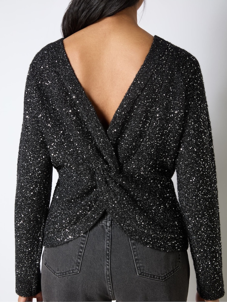 Ro&Zo Black Sparkle Twist Jumper - Image 5 of 5 Ro&Zo Black Sparkle Twist Jumper - Image 5 of 5