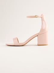 Friends Like These Nude Standard Fit Mid Block Heel Faux Leather Sandals - Image 5 of 5
