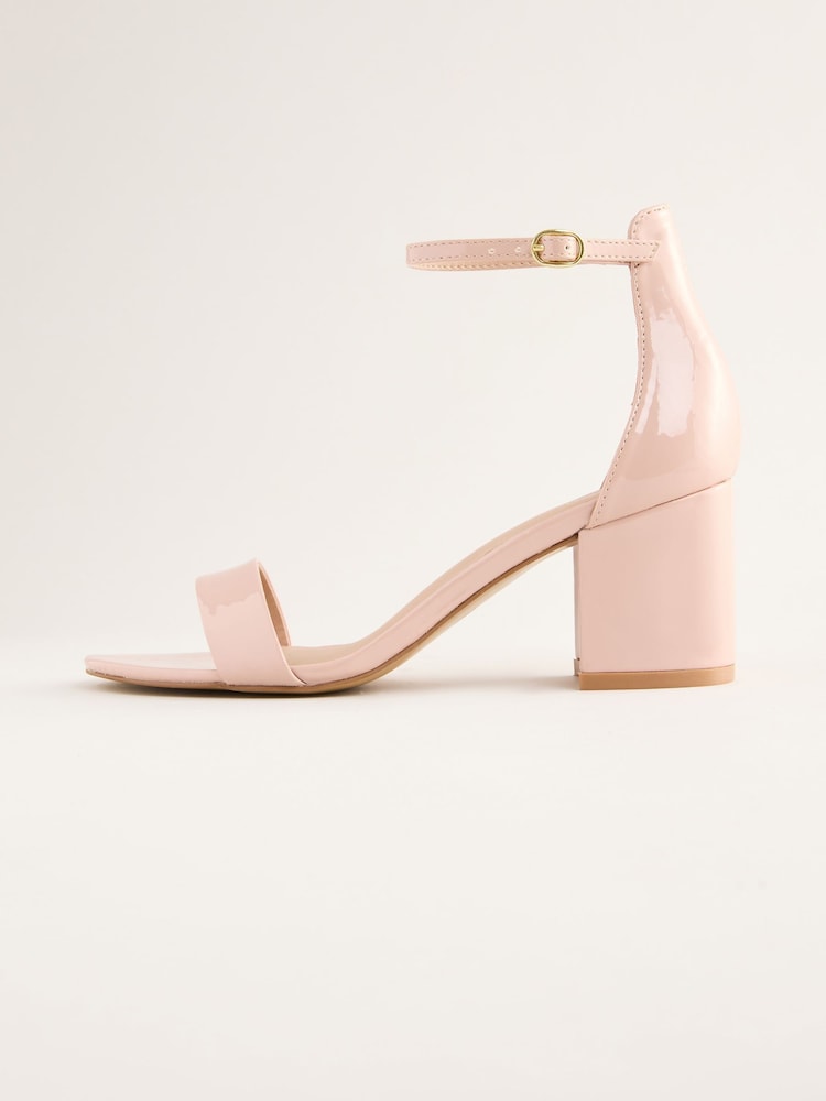Friends Like These Nude Standard Fit Mid Block Heel Faux Leather Sandals - Image 5 of 5