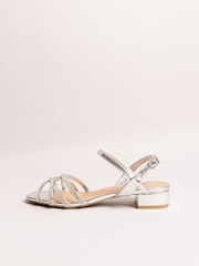 Friends Like These Silver Standard Fit Low Block Heel Diamante Occasion Sandals - Image 5 of 5
