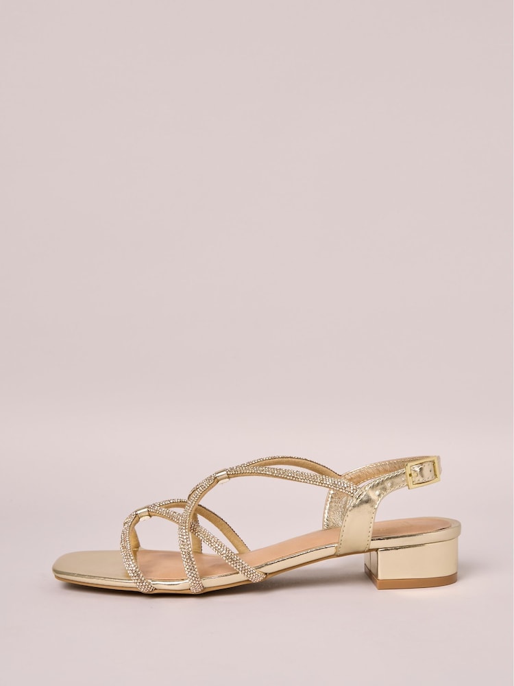 Friends Like These Embellished Diamante Caged Low Block Heels Sandals - Bild 5 von 5 Friends Like These Embellished Diamante Caged Low Block Heels Sandals - Bild 5 von 5