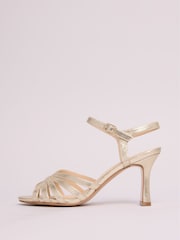 Friends Like These Gold Mid Heel Multi Strap Buckle Detail Sandals - Image 5 of 5