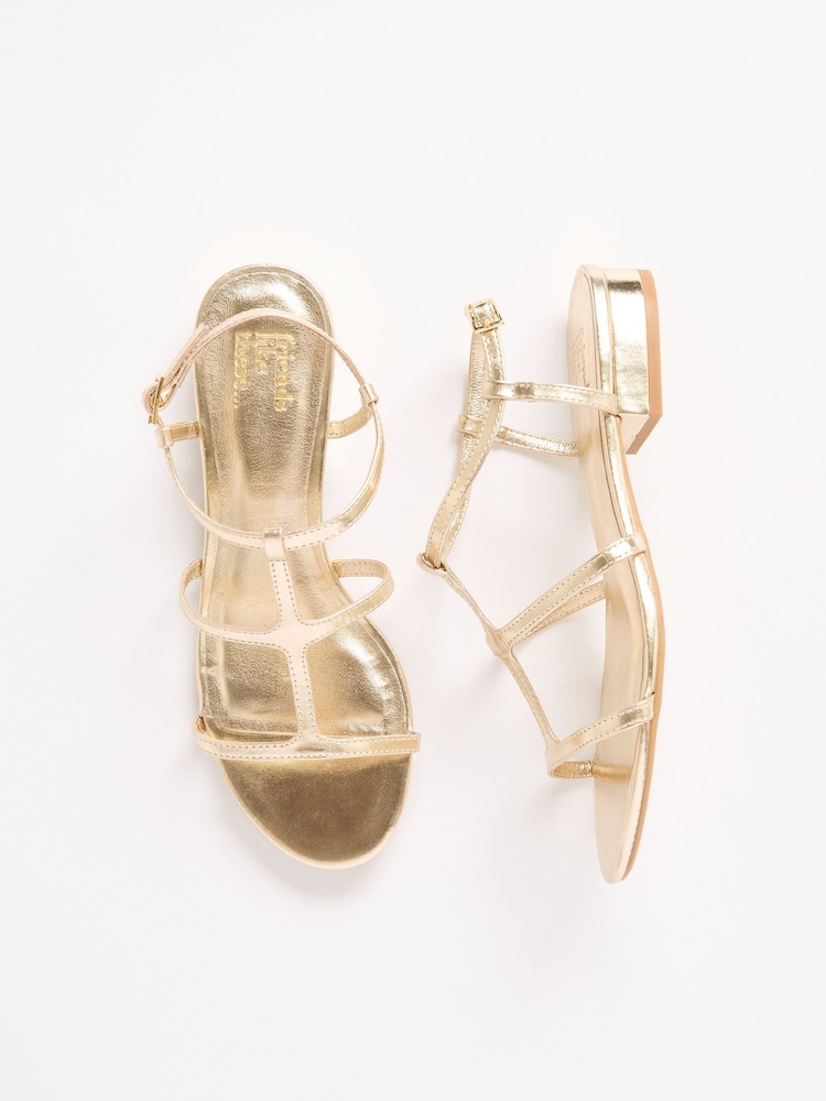 Gold - Friends Like These Low Block Heel Caged Faux Leather Sandals - Bild 1 von 5 Gold - Friends Like These Low Block Heel Caged Faux Leather Sandals - Bild 1 von 5