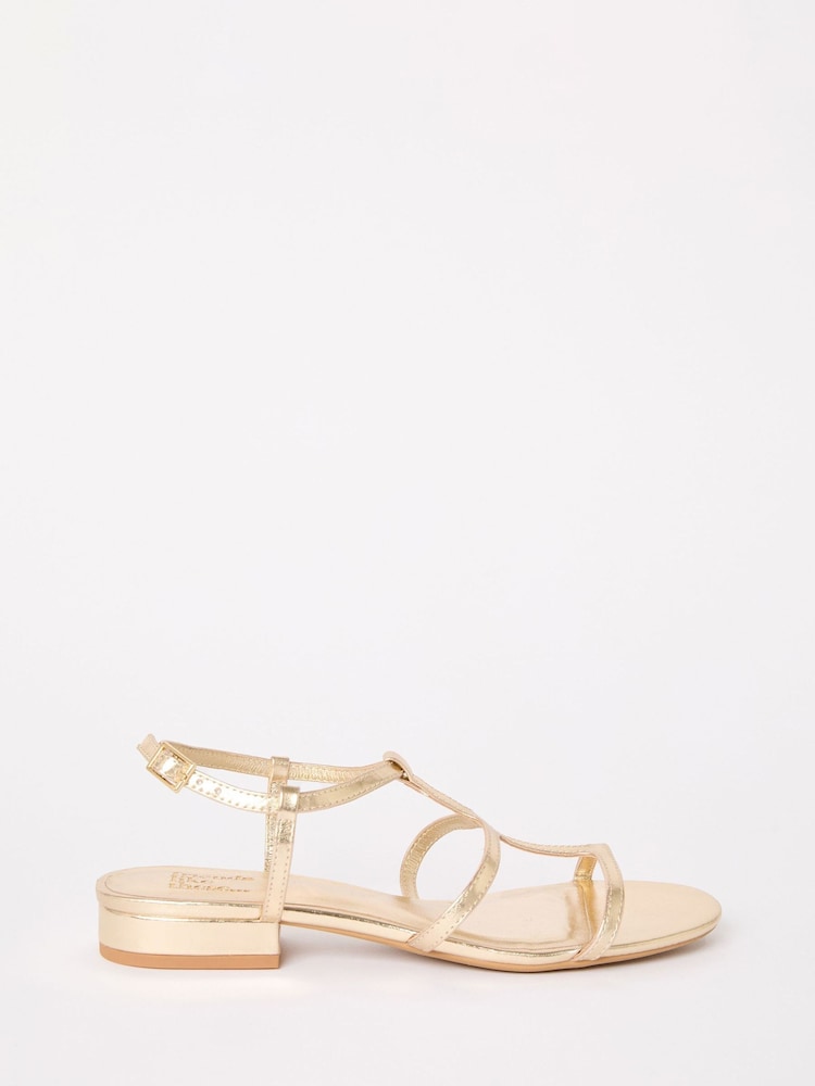 Gold - Friends Like These Low Block Heel Caged Faux Leather Sandals - Bild 2 von 5 Gold - Friends Like These Low Block Heel Caged Faux Leather Sandals - Bild 2 von 5