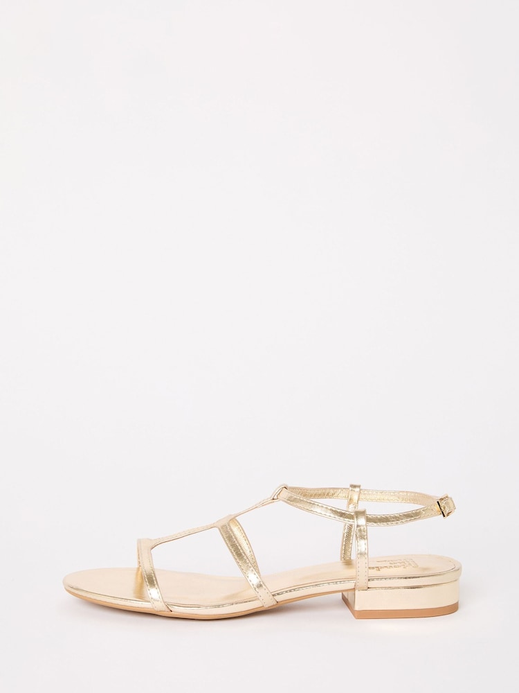 Gold - Friends Like These Low Block Heel Caged Faux Leather Sandals - Bild 5 von 5 Gold - Friends Like These Low Block Heel Caged Faux Leather Sandals - Bild 5 von 5