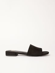 Friends Like These Black Standard Fit Low Block Heel Faux Suede Mule Sandals - Image 5 of 6
