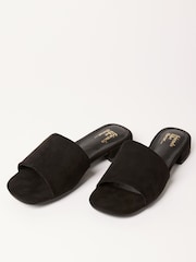 Friends Like These Black Standard Fit Low Block Heel Faux Suede Mule Sandals - Image 6 of 6