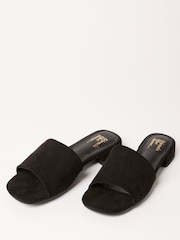 Friends Like These Black Wide Fit Low Block Heel Faux Suede Mule Sandals - Image 5 of 8