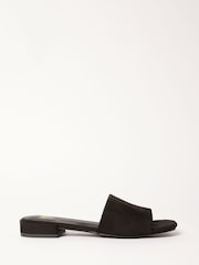 Friends Like These Black Wide Fit Low Block Heel Faux Suede Mule Sandals - Image 6 of 8