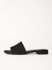 Friends Like These Black Wide Fit Low Block Heel Faux Suede Mule Sandals - Image 7 of 8