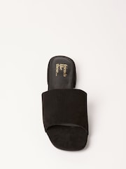 Friends Like These Black Wide Fit Low Block Heel Faux Suede Mule Sandals - Image 8 of 8
