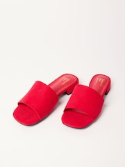 Friends Like These Red Standard Fit Low Block Heel Faux Suede Mule Sandals - Image 1 of 6