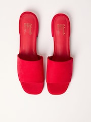 Friends Like These Red Standard Fit Low Block Heel Faux Suede Mule Sandals - Image 2 of 6