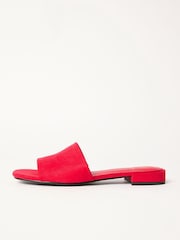 Friends Like These Red Standard Fit Low Block Heel Faux Suede Mule Sandals - Image 3 of 6