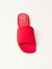 Friends Like These Red Standard Fit Low Block Heel Faux Suede Mule Sandals - Image 4 of 6