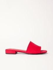 Friends Like These Red Standard Fit Low Block Heel Faux Suede Mule Sandals - Image 5 of 6