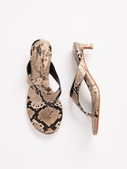 Friends Like These Snake Print Comfort Toe Post Kitten Heel Mule Sandals - Image 1 of 5