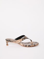 Friends Like These Snake Print Comfort Toe Post Kitten Heel Mule Sandals - Image 2 of 5